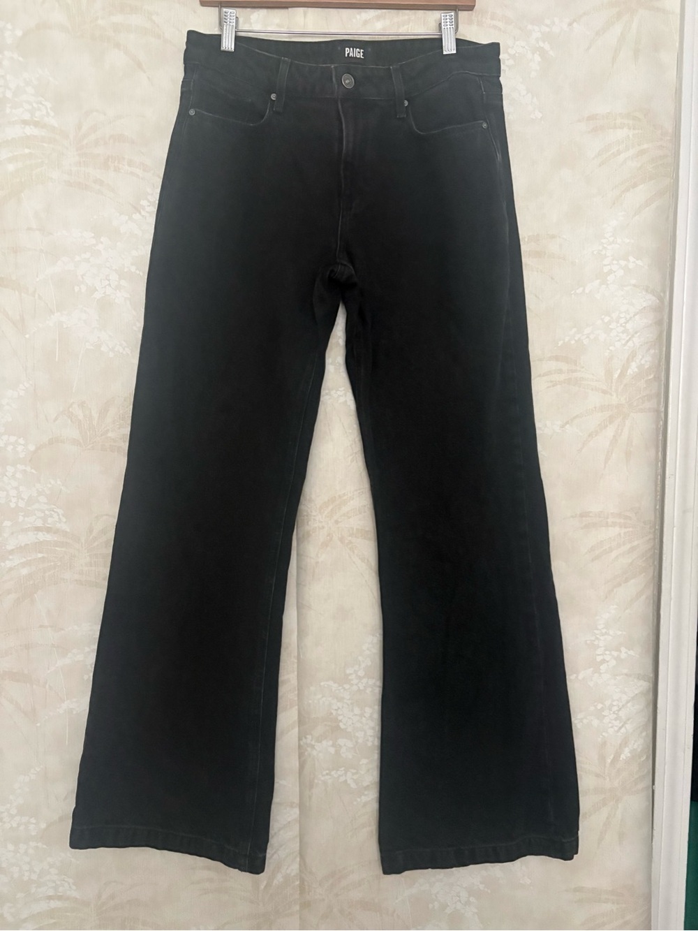 PAIGE Black Wide-Leg Jeans with High Rise - Picture 2 of 13